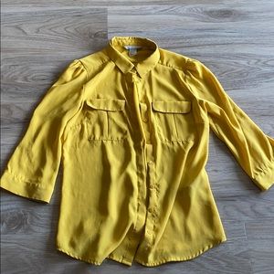 H&M yellow silky shirt